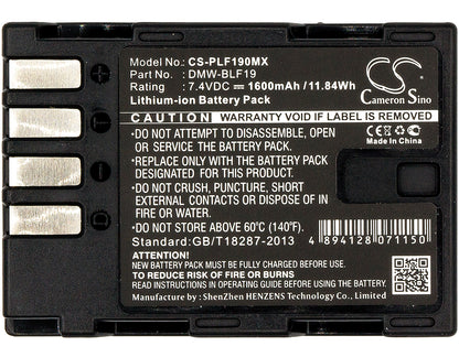 Replacement Battery for Panasonic Lumix DMC-GH3 – Camera – 1600mAh / 7.4V