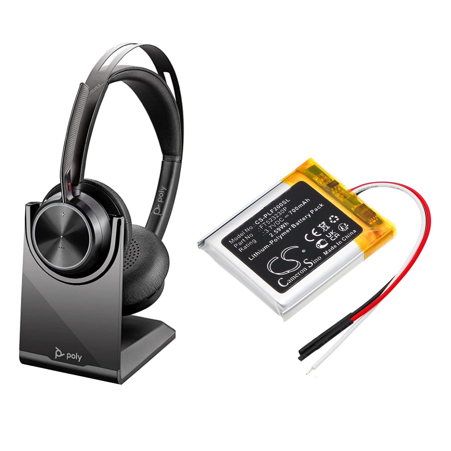 Replacement Battery for Plantronics  Voyager Focus 2 – Wireless Headset – 700mAh / 2.59Wh / 3.7V