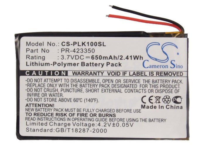 Replacement Battery for Plantronics  K100 – Wireless Headset – 650mAh / 2.41Wh / 3.7V