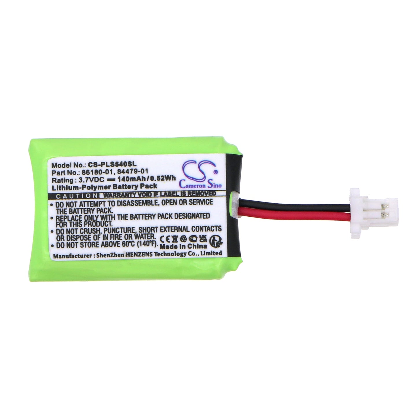 Replacement Battery for Plantronics  CS540 – Wireless Headset – 140mAh / 0.52Wh / 3.7V