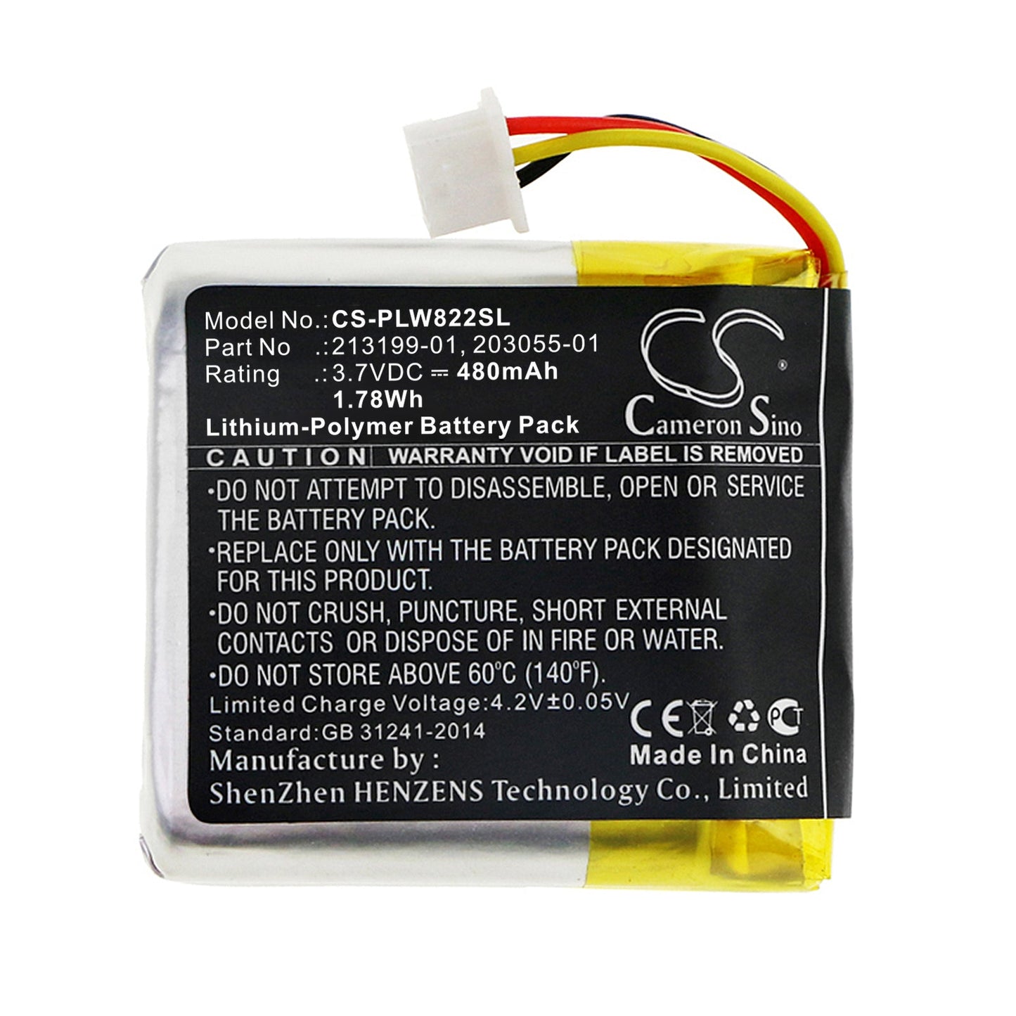 Replacement Battery for Plantronics  B8200 – Wireless Headset – 480mAh / 1.78Wh / 3.7V