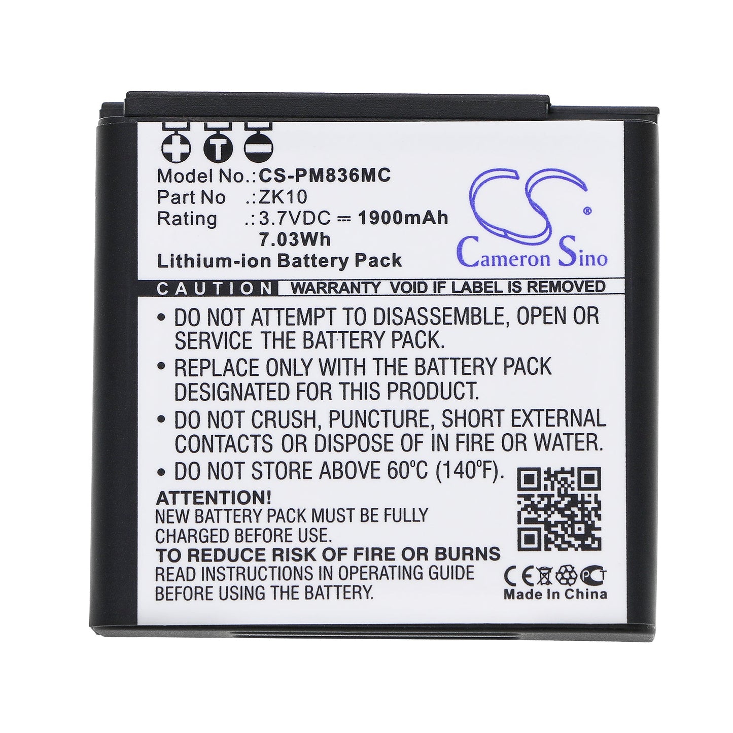 Replacement Battery for Polaroid  iM1836 – Camera – 1900mAh / 7.03Wh / 3.7V