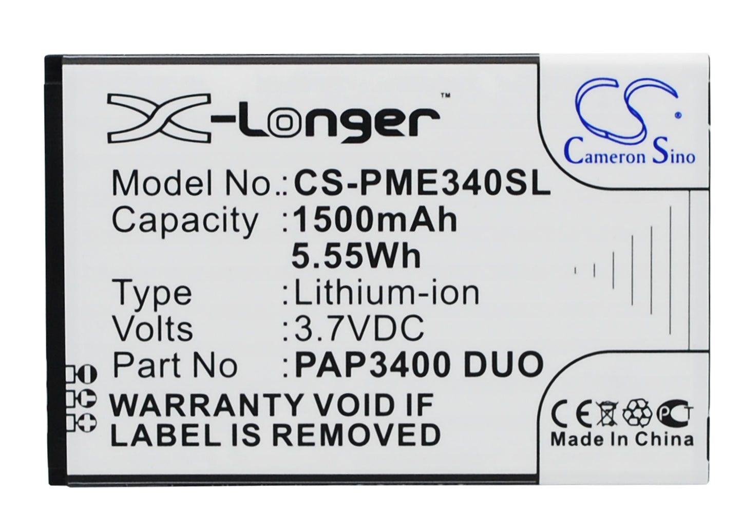 Replacement Battery for Prestigio MultiPhone 3400 Duo – Mobile, SmartPhone – 1500mAh / 3.7V - image 1