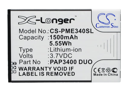 Replacement Battery for Prestigio MultiPhone 3400 Duo – Mobile, SmartPhone – 1500mAh / 3.7V - image 1