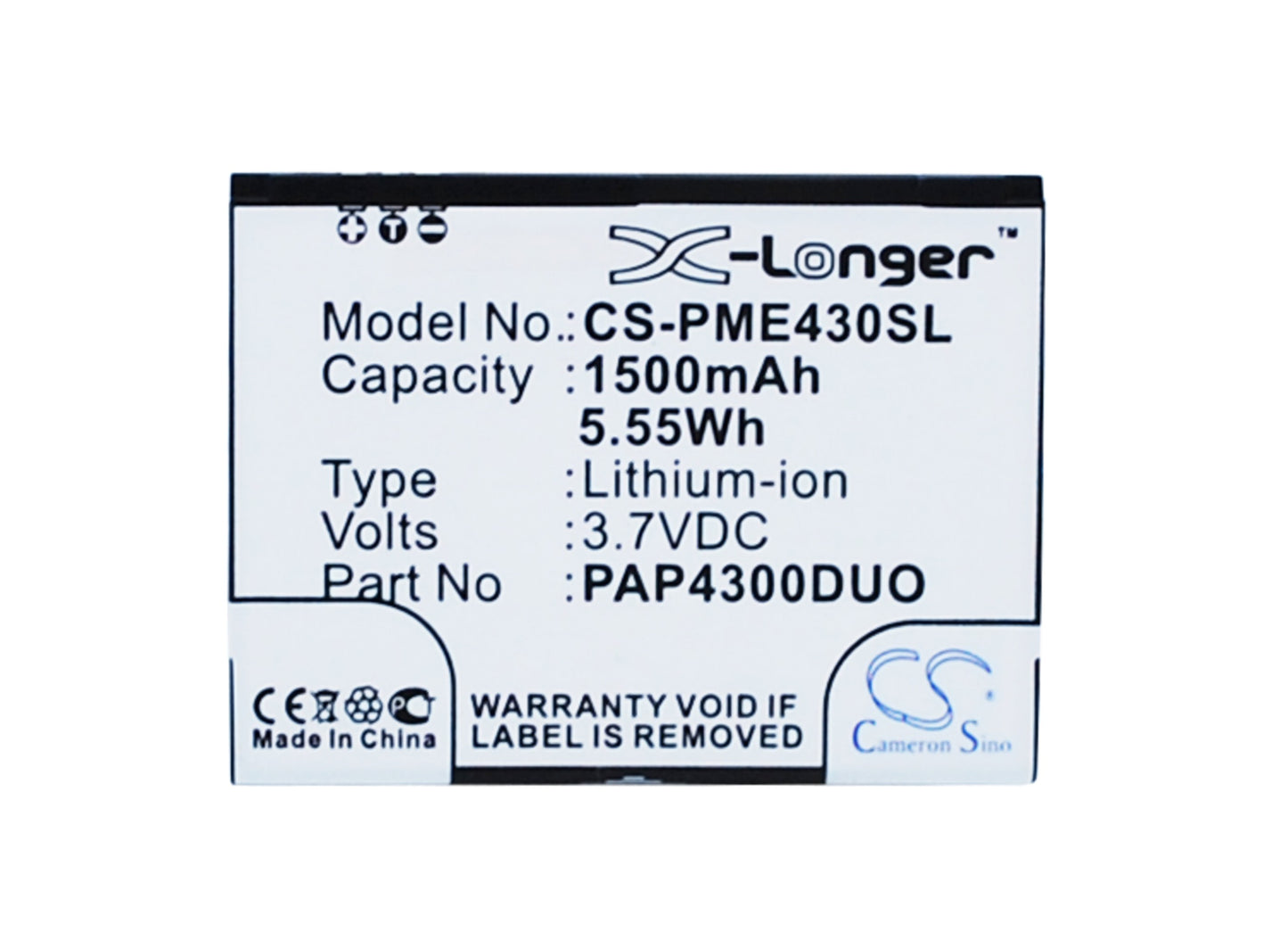 Replacement Battery for Prestigio MultiPhone 4300 Duo – Mobile, SmartPhone – 1500mAh / 3.7V - image 1
