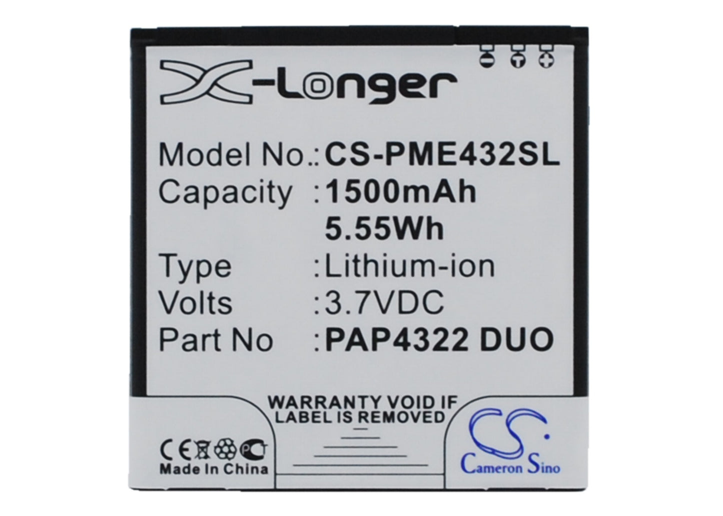 Replacement Battery for Prestigio MultiPhone 4322 Duo – Mobile, SmartPhone – 1500mAh / 3.7V - image 1