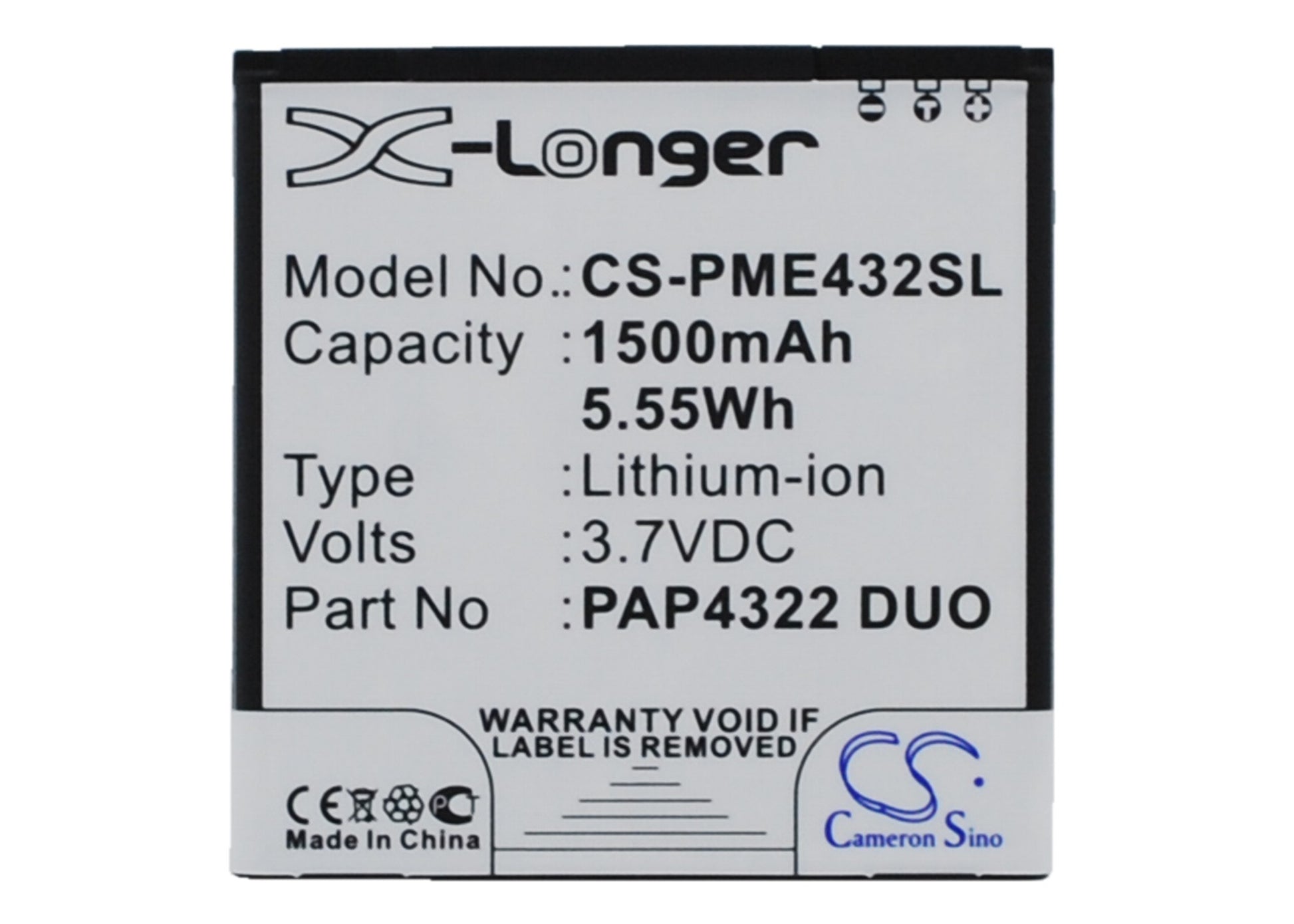 Replacement Battery for Prestigio MultiPhone 4322 Duo – Mobile, SmartPhone – 1500mAh / 3.7V - image 1