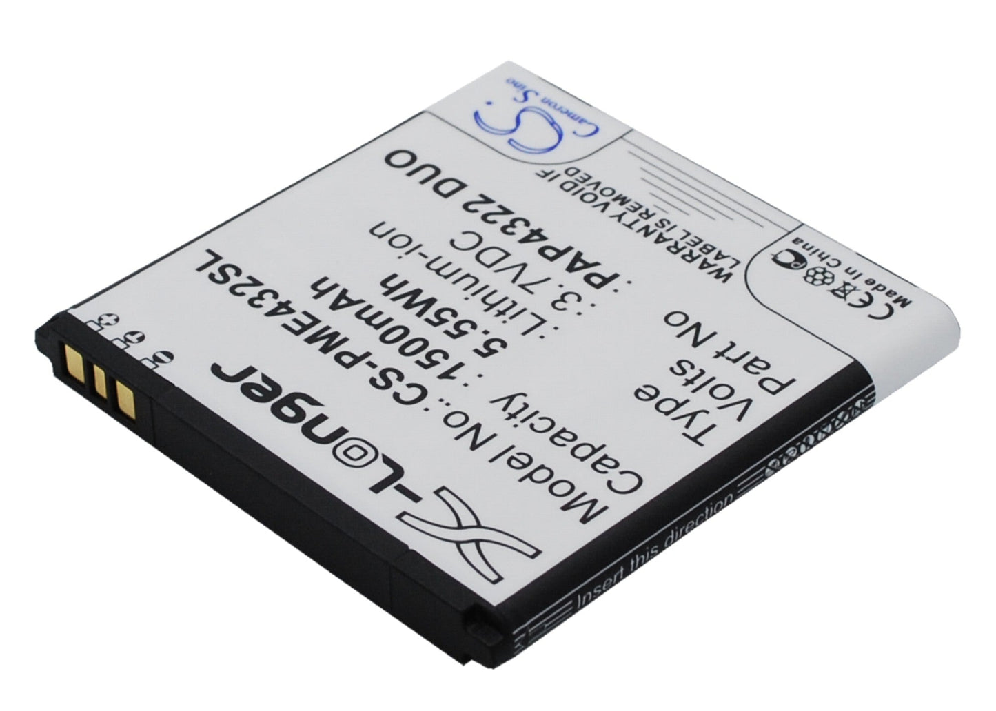 Replacement Battery for Prestigio  MultiPhone 4322 Duo – Mobile, SmartPhone – 1500mAh / 5.55Wh / 3.7V