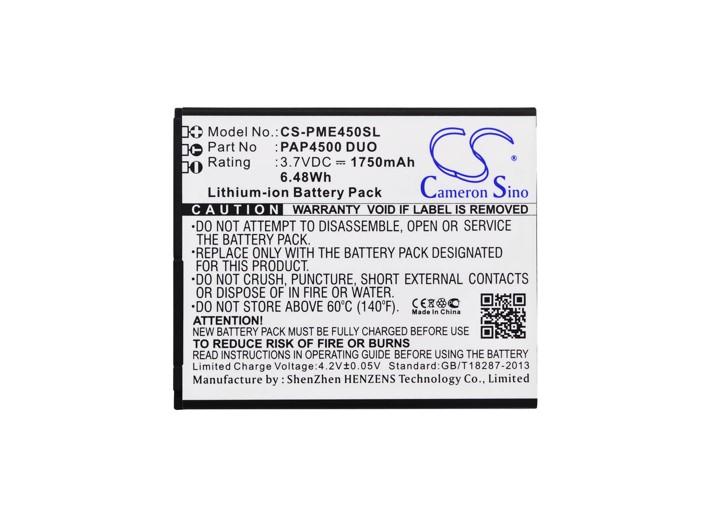 Replacement Battery for Prestigio  MultiPhone 4500 Duo – Mobile, SmartPhone – 1750mAh / 6.48Wh / 3.7V