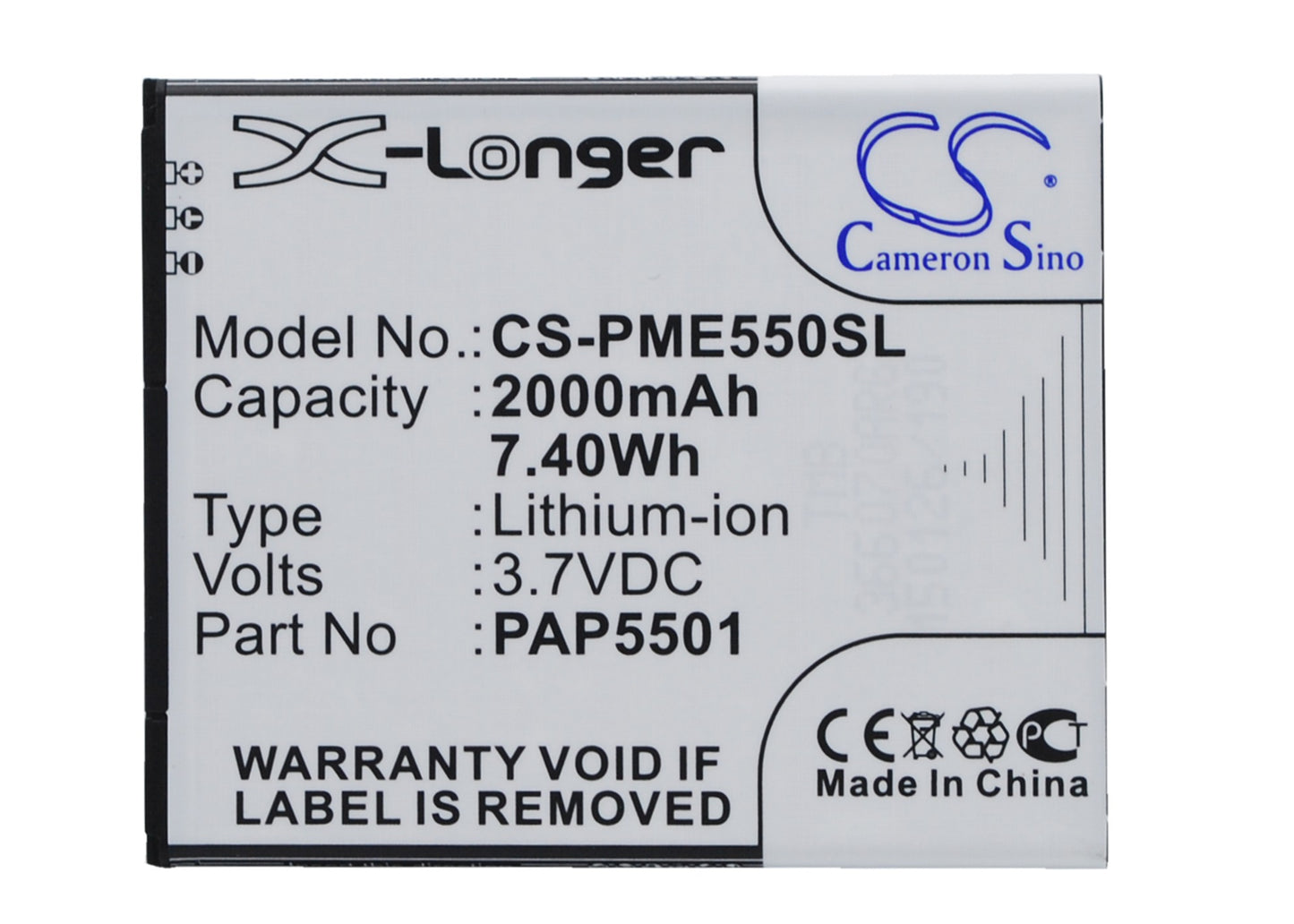 Replacement Battery for Prestigio MultiPhone 5501 Duo – Mobile, SmartPhone – 2000mAh / 3.7V - image 1