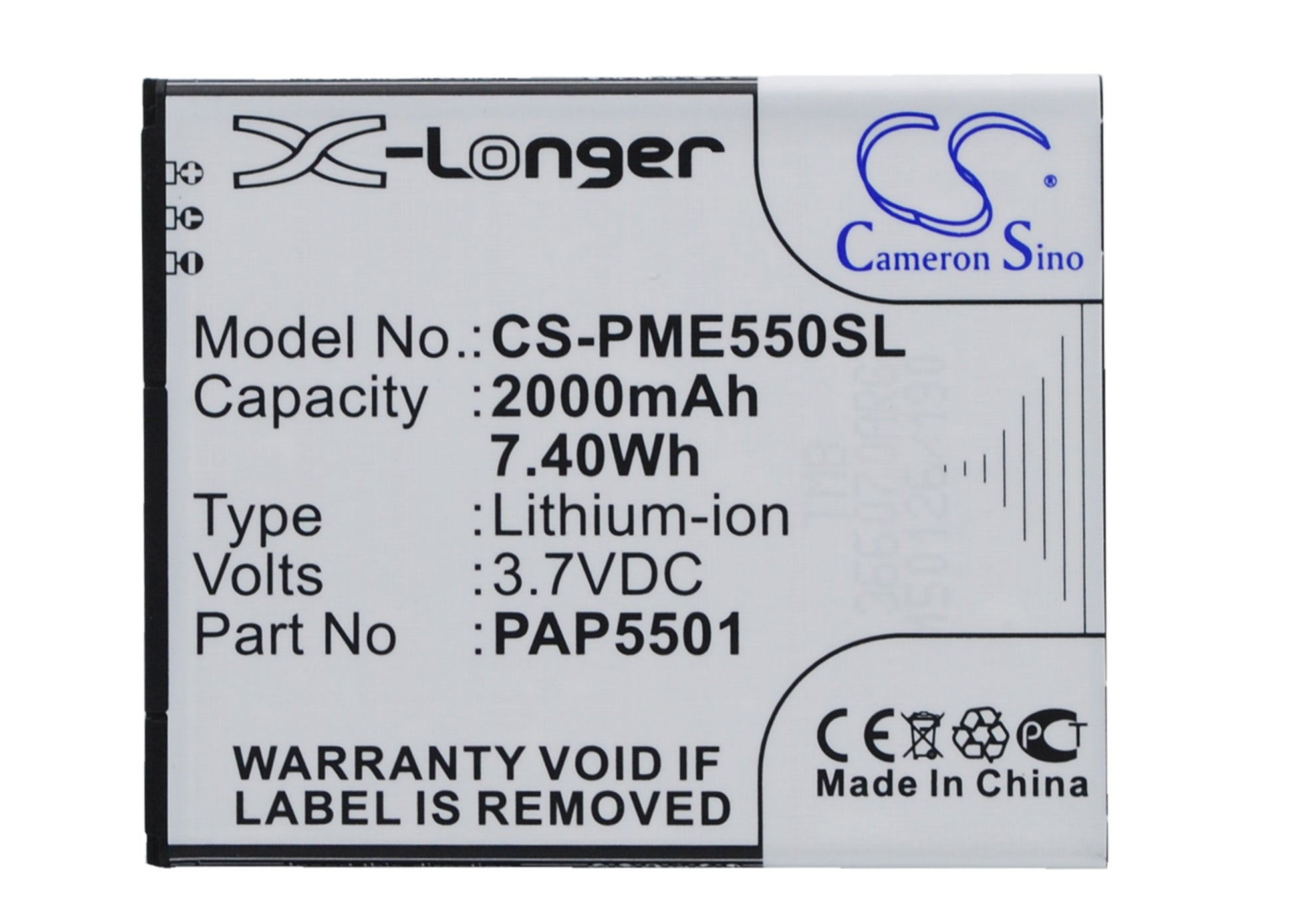 Replacement Battery for Prestigio MultiPhone 5501 Duo – Mobile, SmartPhone – 2000mAh / 3.7V - image 1