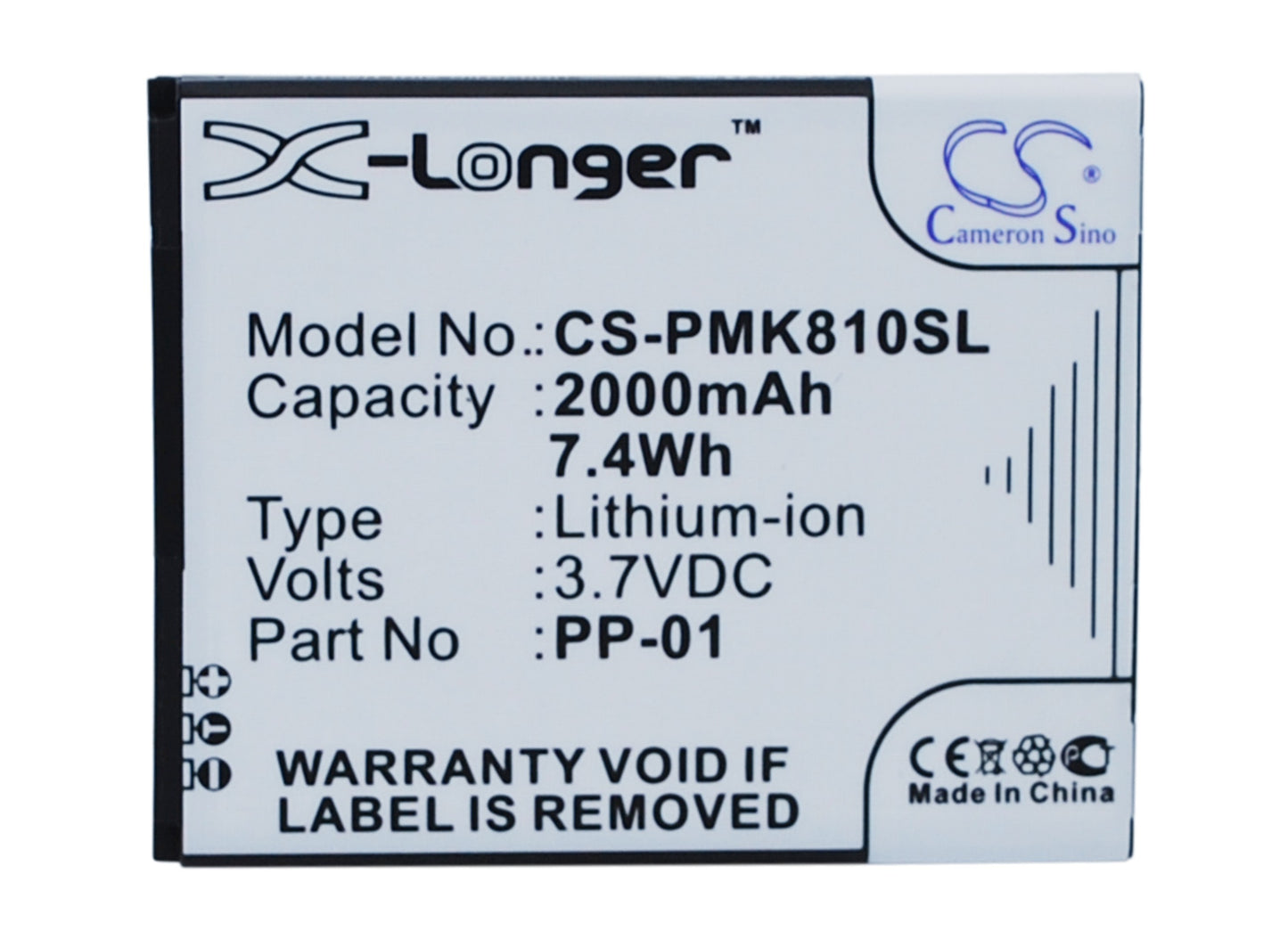 Replacement Battery for PHICOMM i810t – Mobile, SmartPhone – 2000mAh / 3.7V - image 1