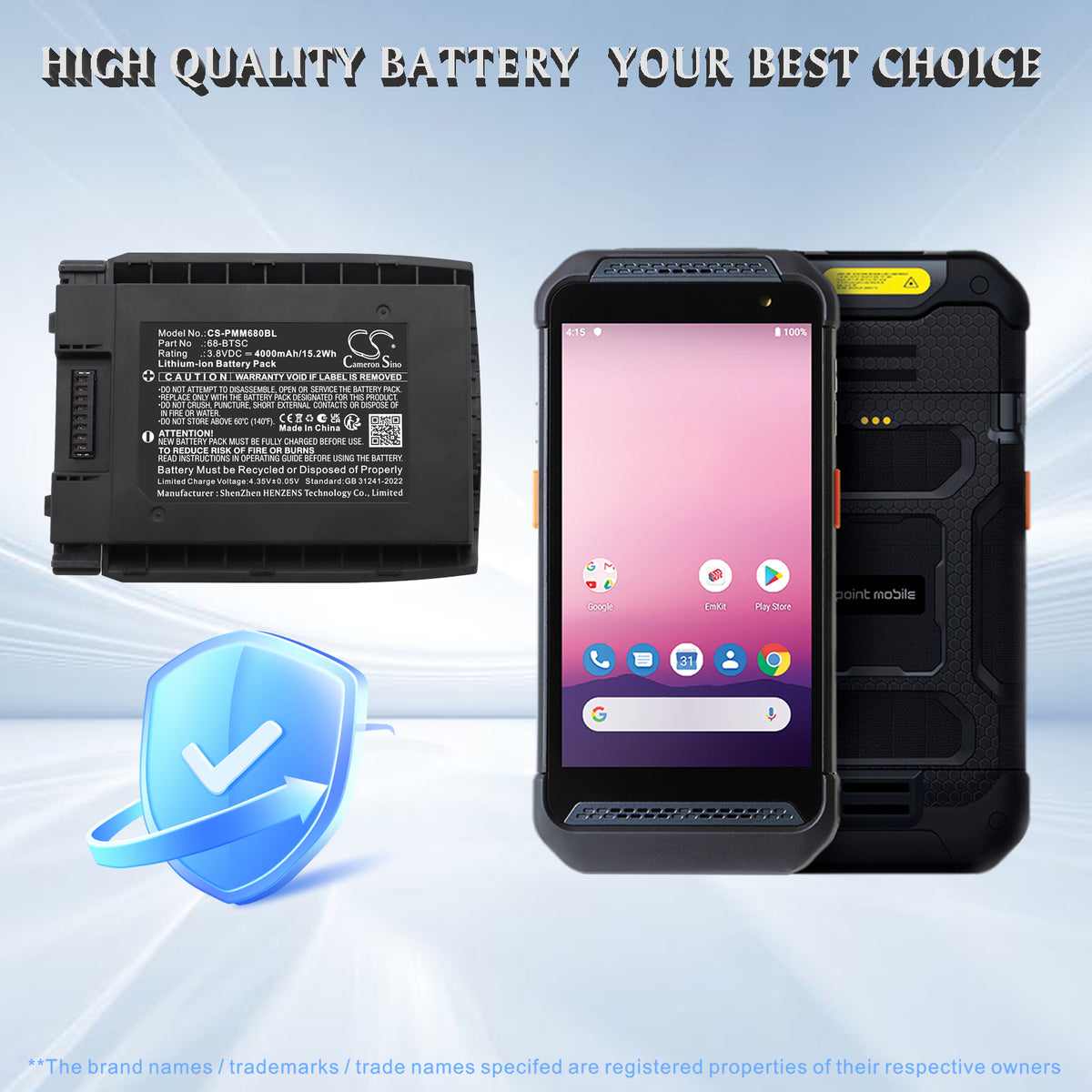 Replacement Battery for Point Mobile PM86 – Barcode Scanner – 4000mAh / 3.8V