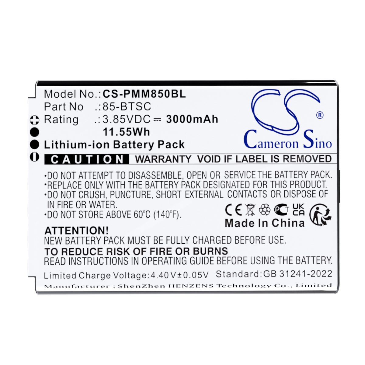 Replacement Battery for Point Mobile PM85 – Barcode Scanner – 3000mAh / 3.85V