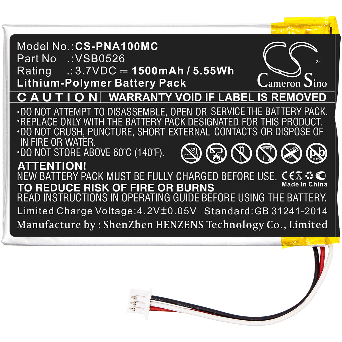 Replacement Battery for Panasonic HX-A100 – Camera – 1500mAh / 3.7V