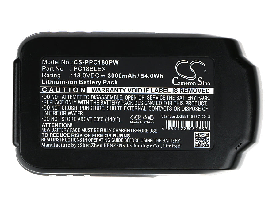 Replacement Battery for Porter Cable  PC18AG – Power Tools – 3000mAh / 54.00Wh / 18.0V