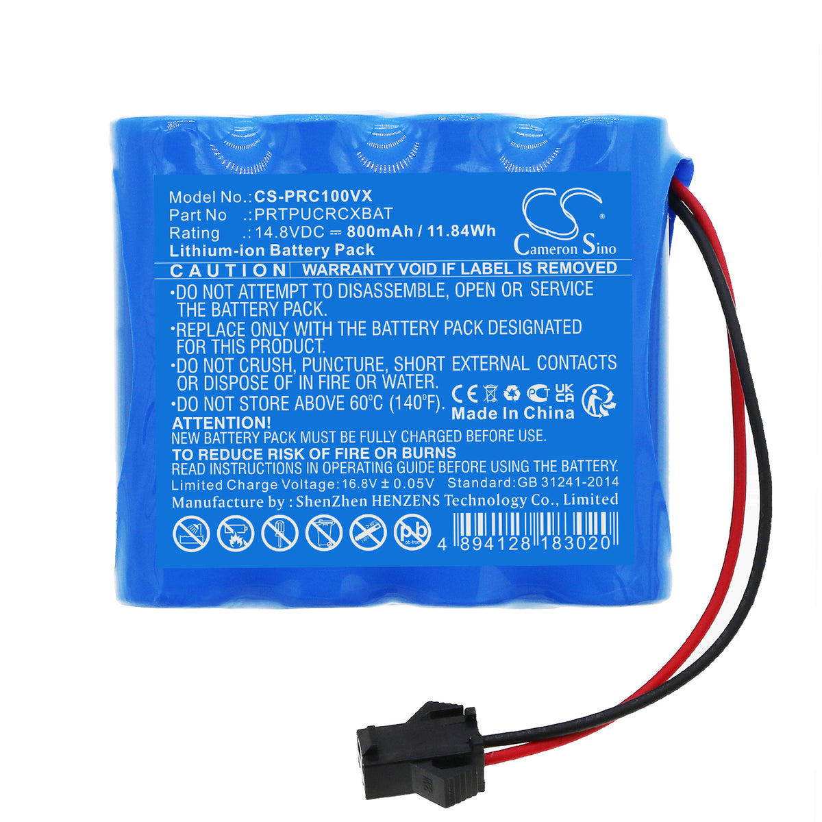 Replacement Battery for Pyle | SereneLife PUCRCX10 – Vacuum – 800mAh / 14.8V