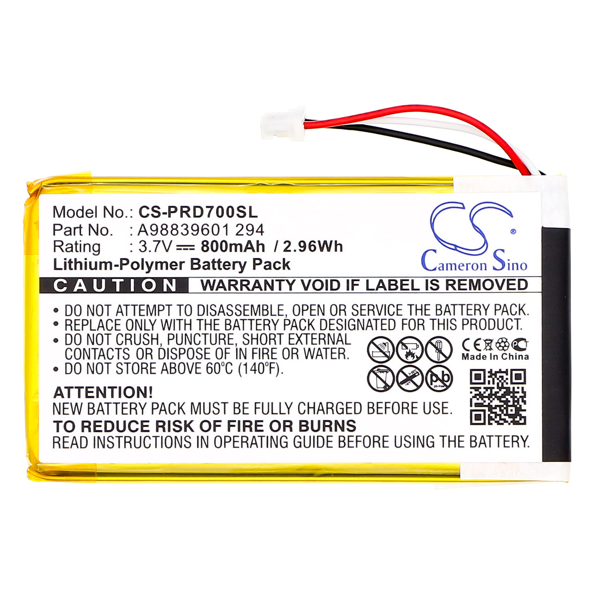 Replacement Battery for Sony PRS-700 – E-book, E-reader – 800mAh / 3.7V