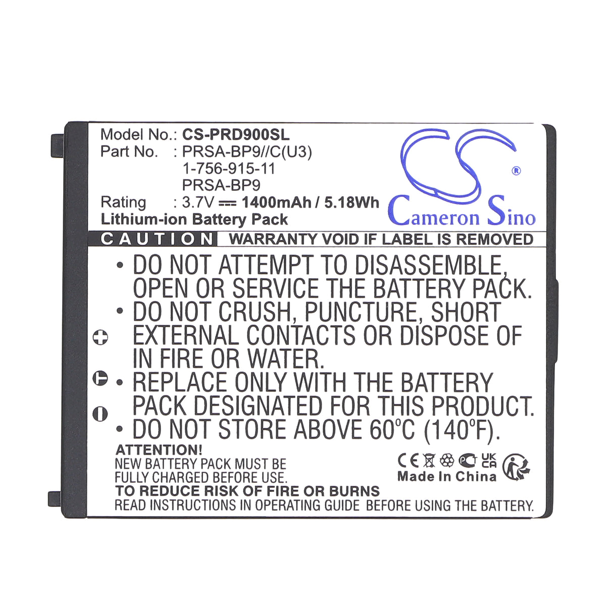 Replacement Battery for Sony Portable Reader PRS-900 – E-book, E-reader – 1400mAh / 3.7V