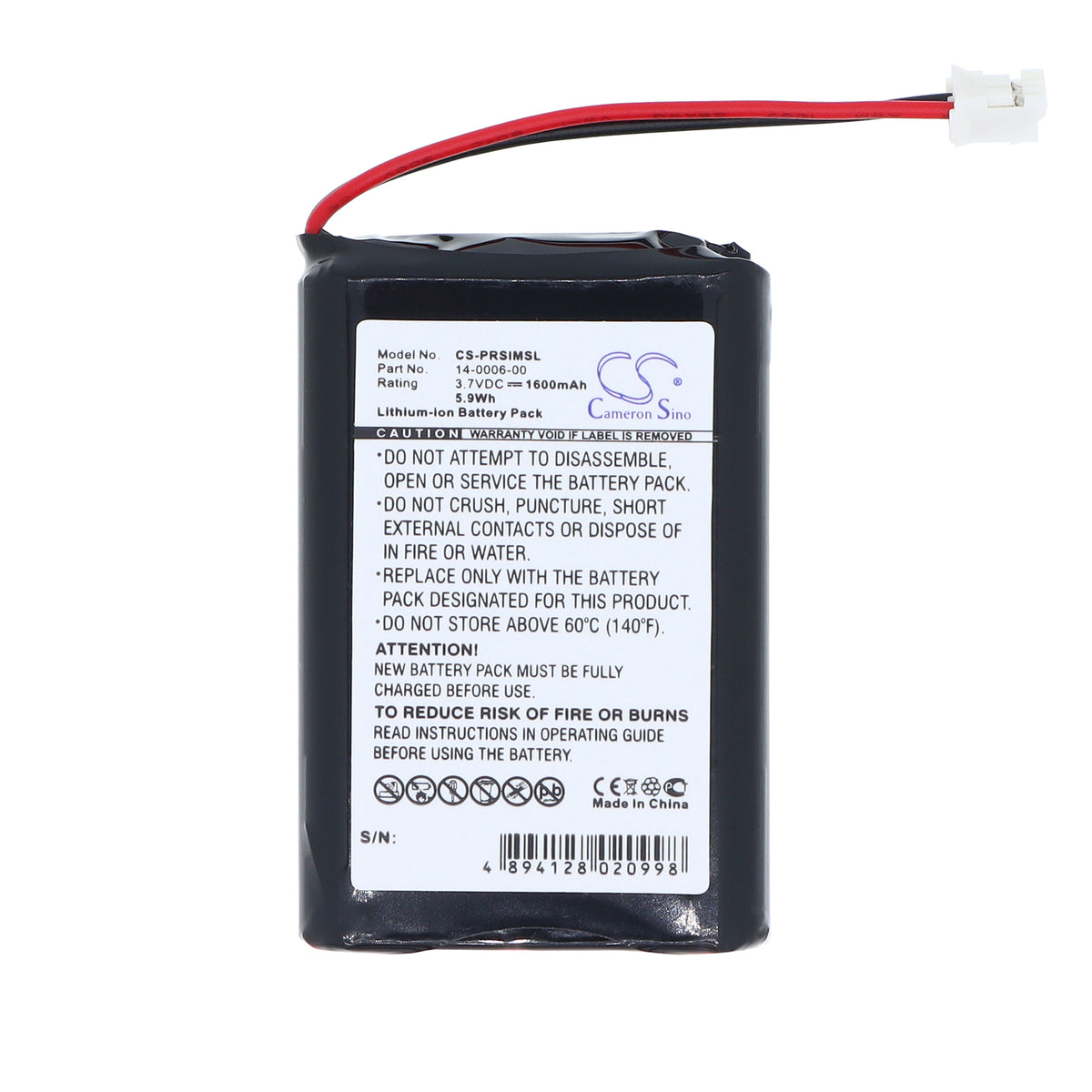 Replacement Battery for Palm Visor Prism – PDA, Pocket PC – 1600mAh / 3.7V