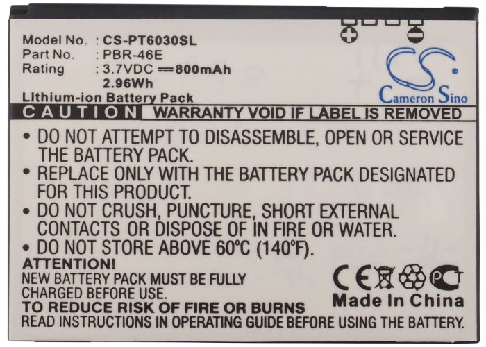Replacement Battery for Pantech  P6030 – Mobile, SmartPhone – 800mAh/2.96Wh / 3.7V