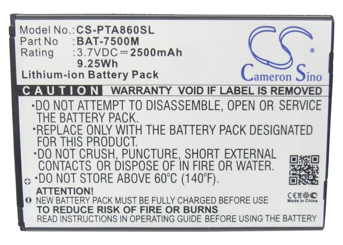 Replacement Battery for Pantech  IM-A860 – Mobile, SmartPhone – 2500mAh / 9.25Wh / 3.7V