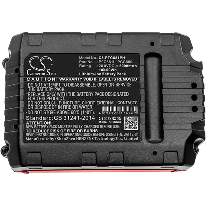 Replacement Battery for Porter Cable  PCC600 – Power Tools – 5000mAh / 100.00Wh / 20.0V