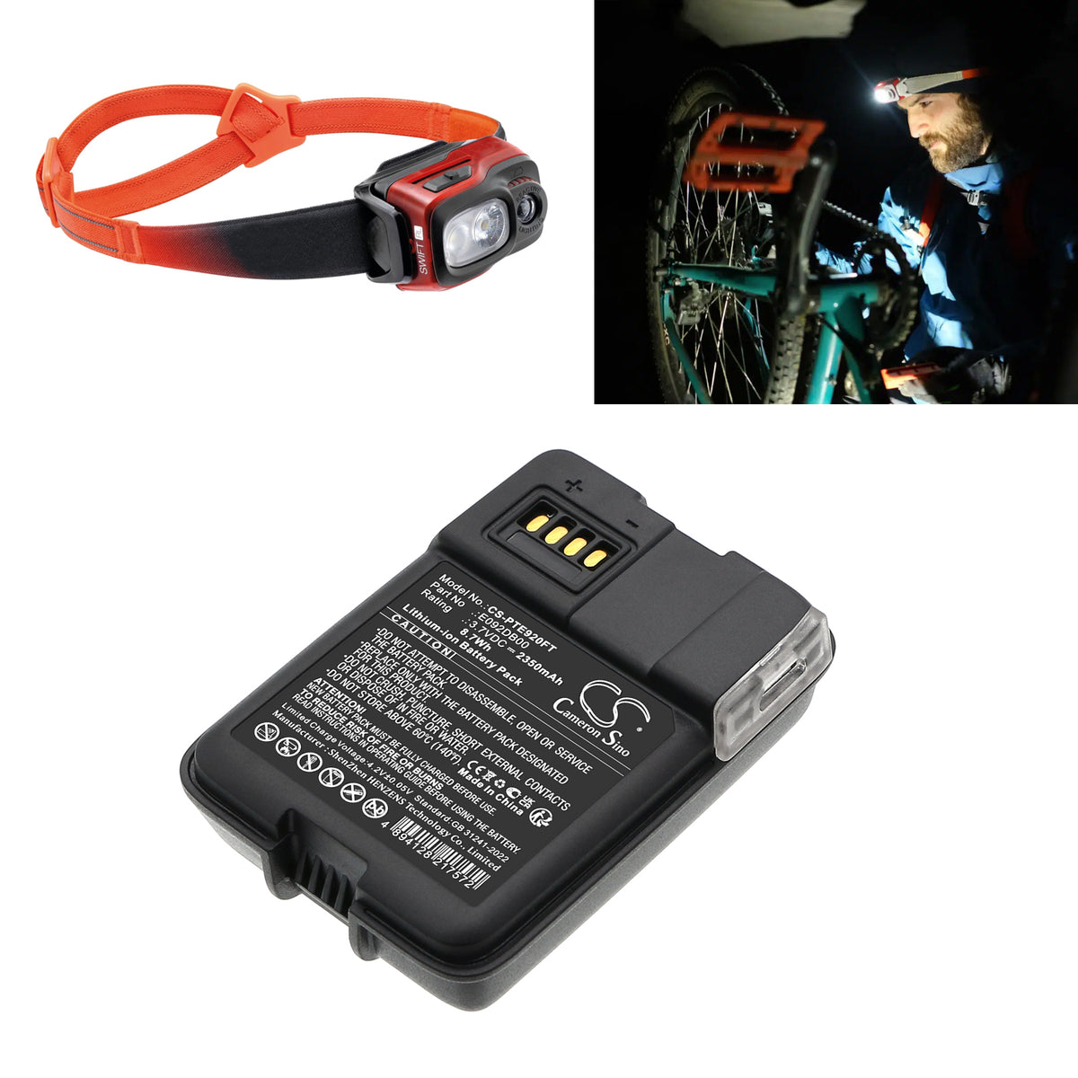 Replacement Battery for Petzl Swift RL – Flashlight – 2350mAh / 3.7V