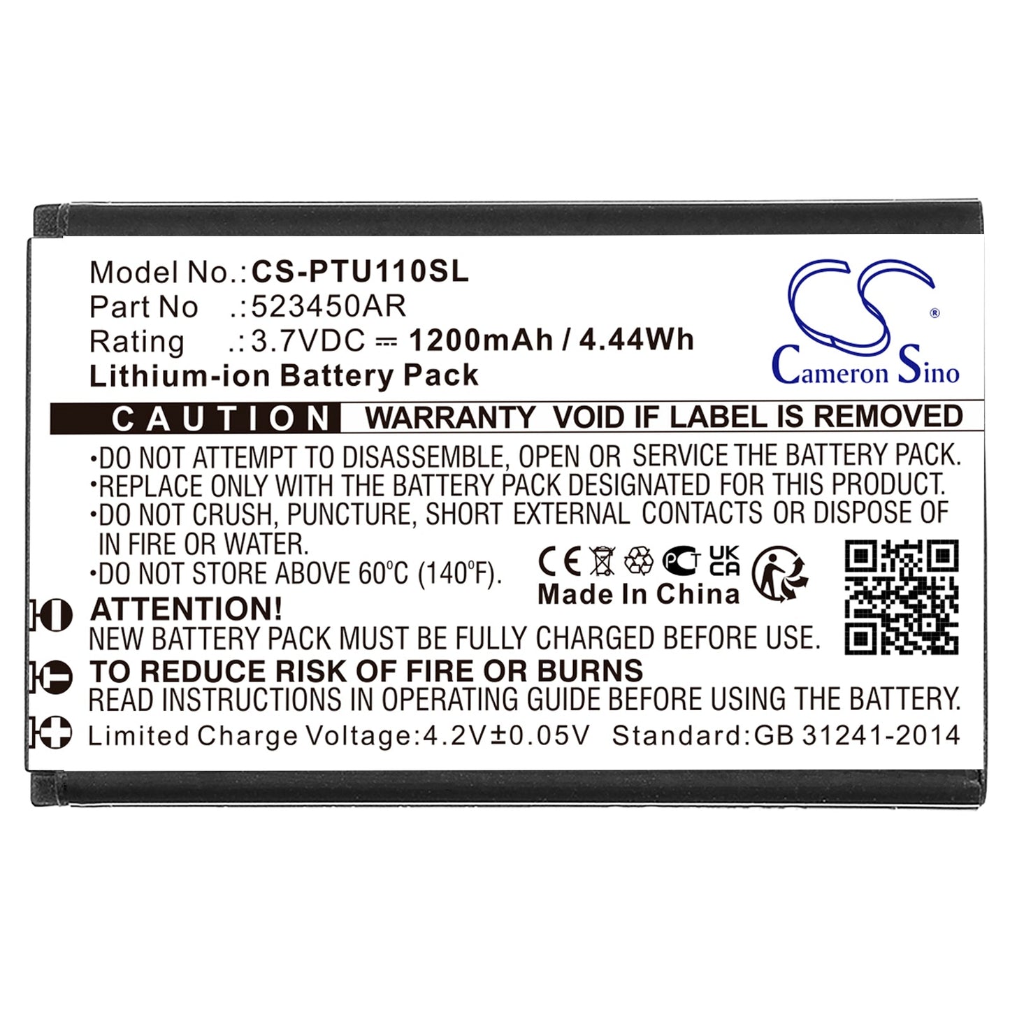 Replacement Battery for Panasonic  KX-TF200 – Mobile, SmartPhone – 1200mAh / 4.44Wh / 3.7V