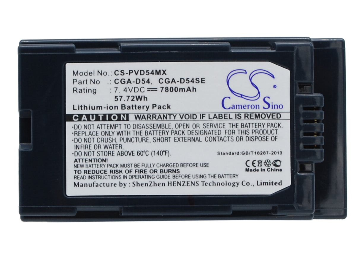 Replacement Battery for Panasonic AG-DVC62 – Camera – 7800mAh / 7.4V