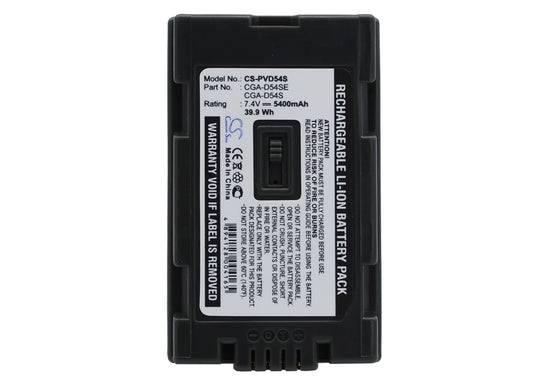Replacement Battery for Panasonic AG-DVC62 – Camera – 5400mAh / 7.4V