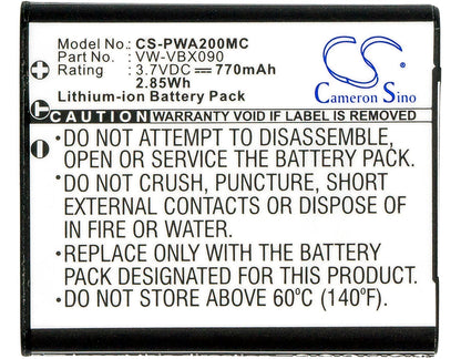Replacement Battery for Panasonic  HX-WA03 – Camera – 770mAh / 2.85Wh / 3.7V