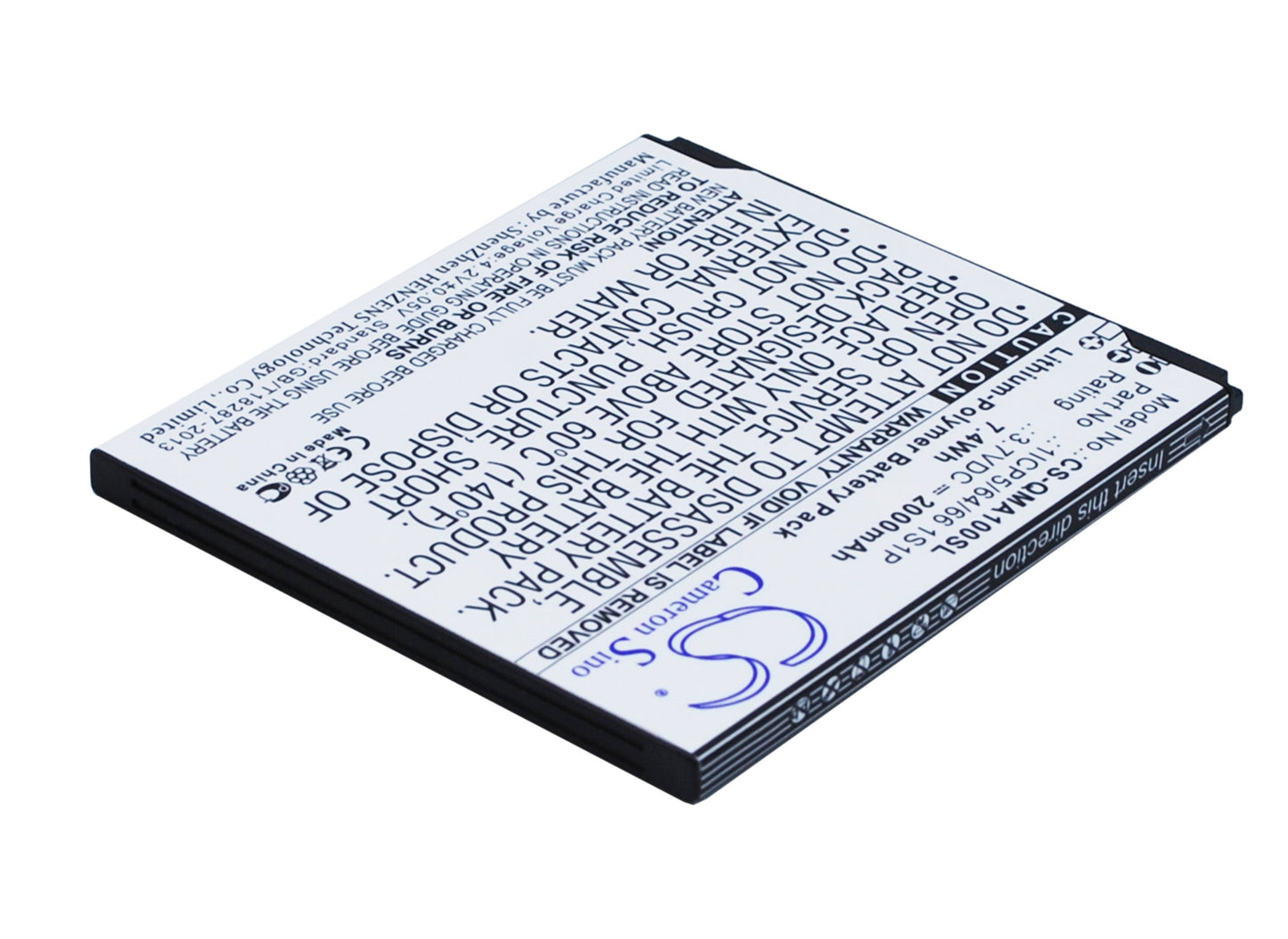 Replacement Battery for QMobile  A10 – Mobile, SmartPhone – 2000mAh / 7.40Wh / 3.7V