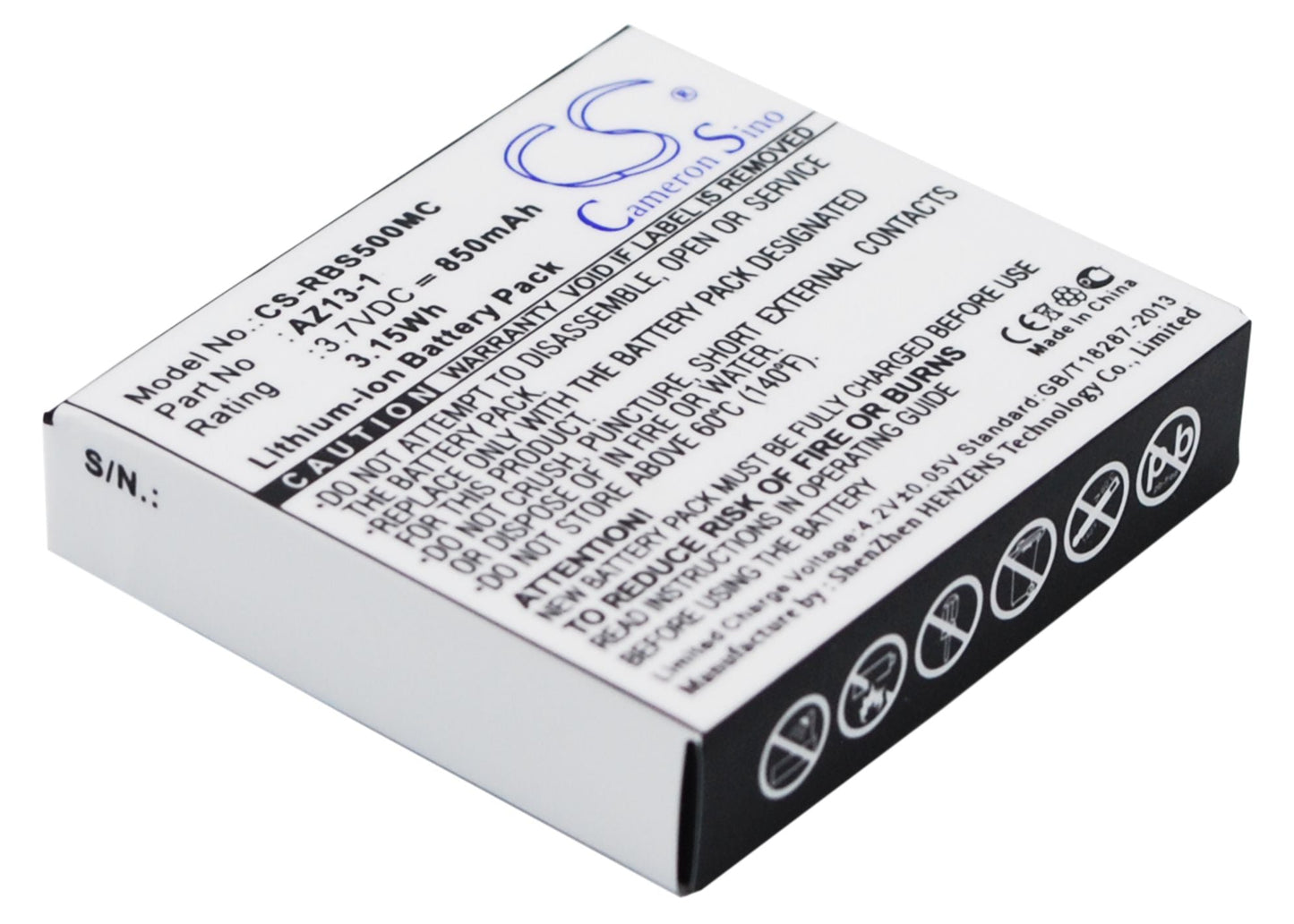 Replacement Battery for Xiaoyi  AZ13-1 – Camera – 850mAh / 3.15Wh / 3.7V