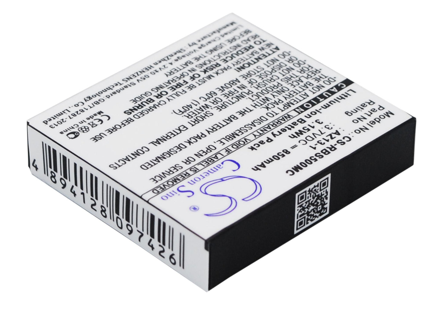 Replacement Battery for Xiaomi Yi  AZ13-1 – Camera – 850mAh / 3.15Wh / 3.7V