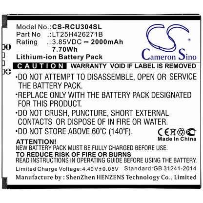 Replacement Battery for BLU  B100DL – Mobile, SmartPhone – 2000mAh / 7.7Wh / 3.85V