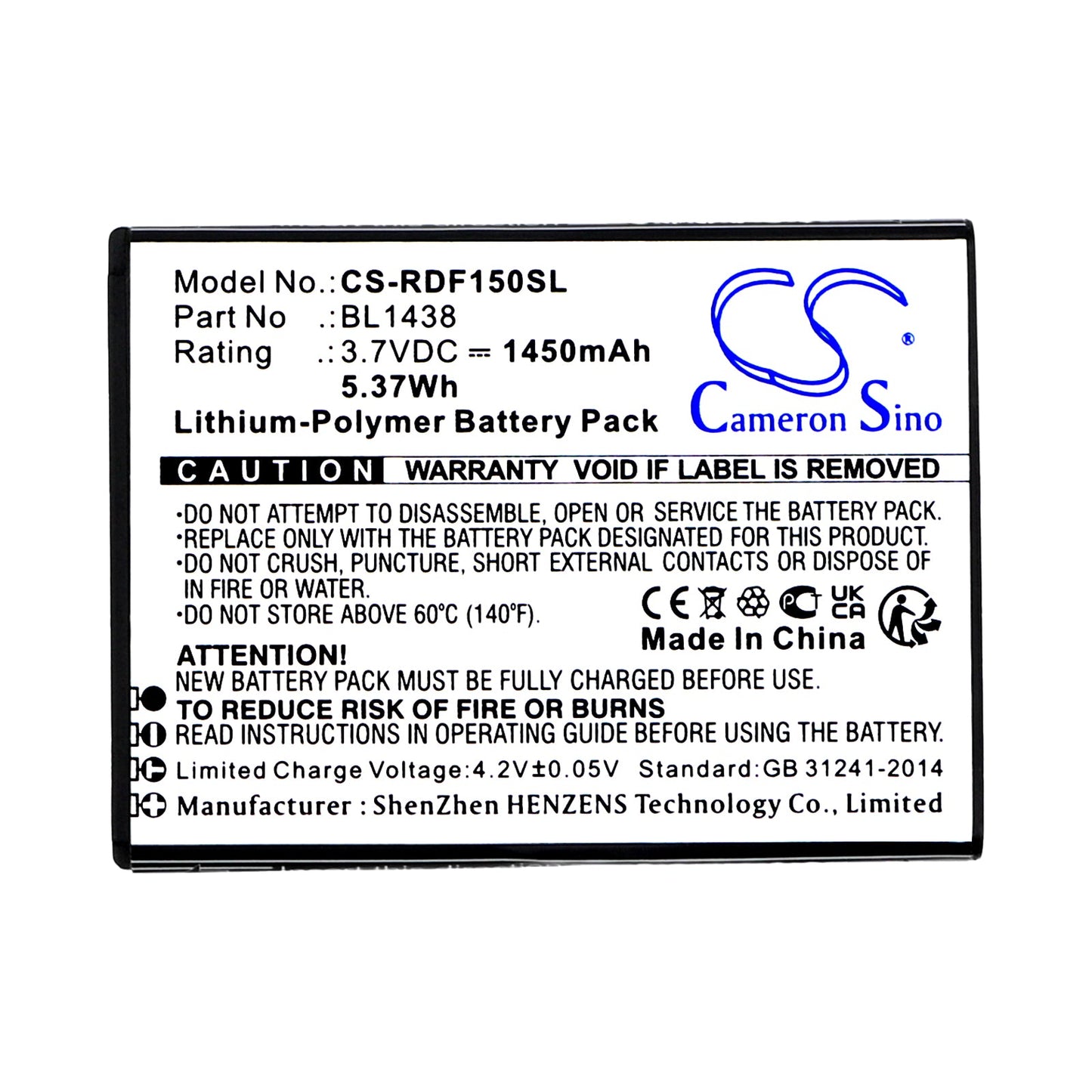 Replacement Battery for R3Di  Bright Flip – Mobile, SmartPhone – 1450mAh / 5.37Wh / 3.7V