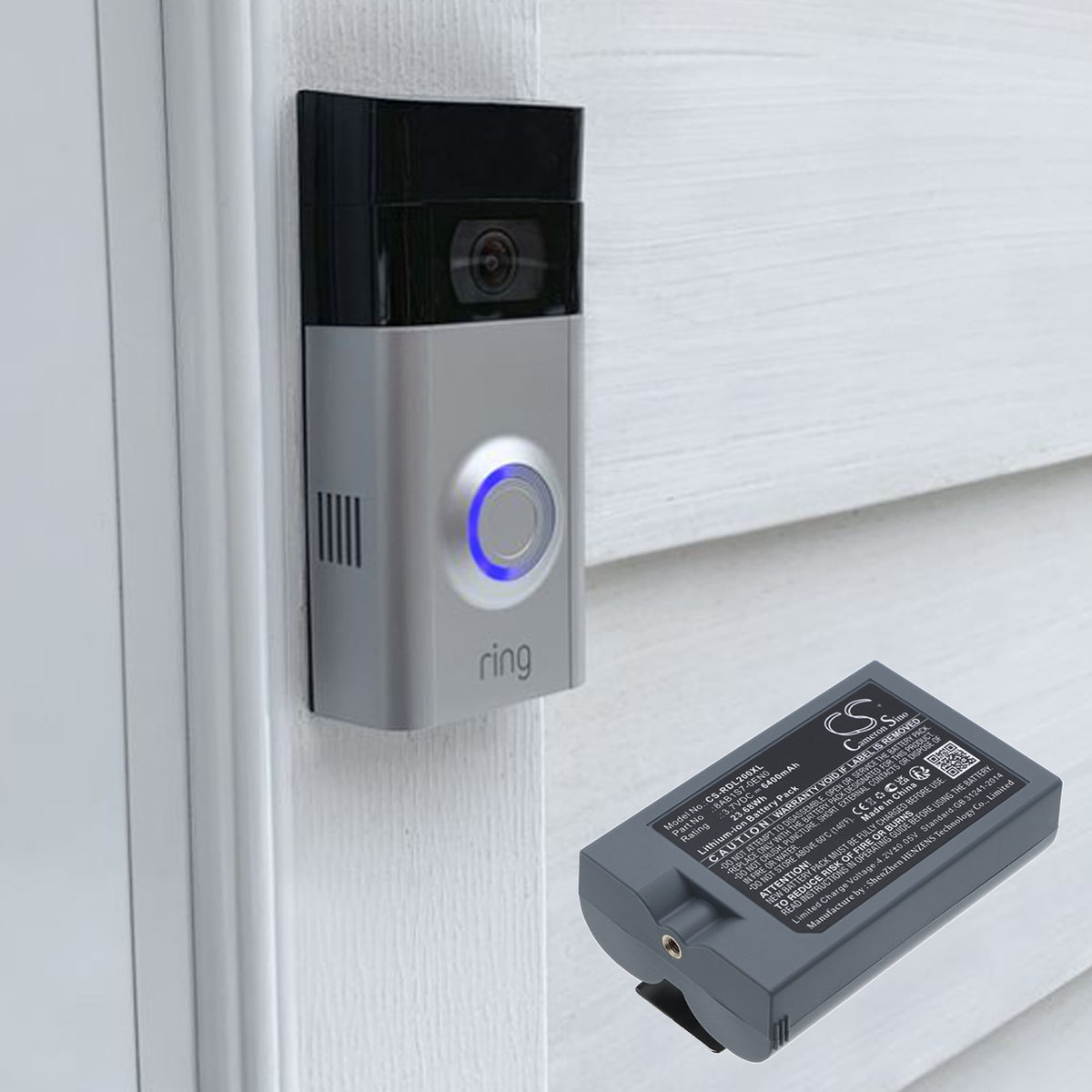 Replacement Battery for Ring Video Doorbell 2 – Home Security Camera – 6400mAh / 3.7V