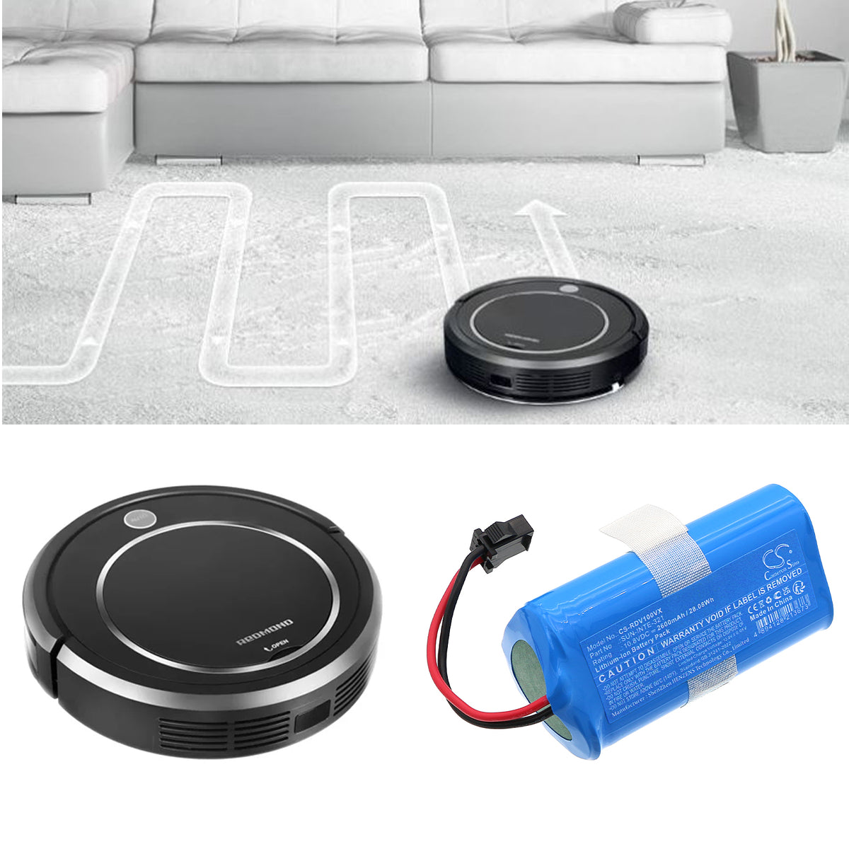 Replacement Battery for Valubot | Redmond | Lefant K100 – Vacuum – 2600mAh / 10.8V