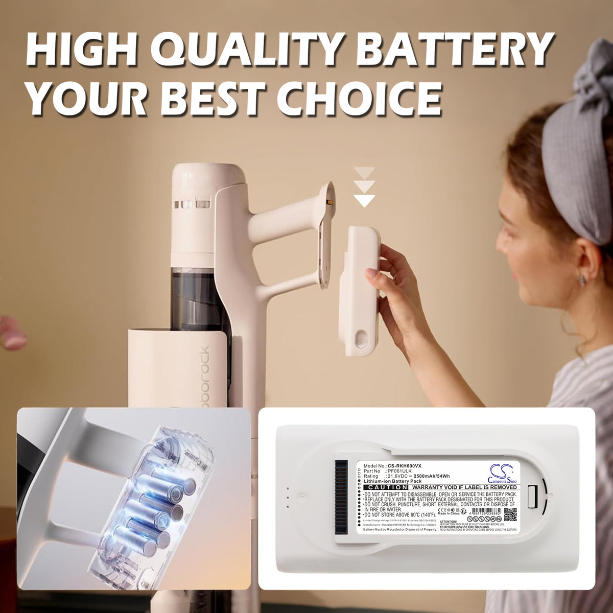 Replacement Battery for Roborock H60 Hub – Vacuum – 2500mAh / 21.6V
