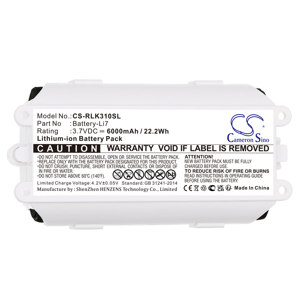 Replacement Battery for Reolink Argus 3 Pro – Home Security Camera – 6000mAh / 3.7V