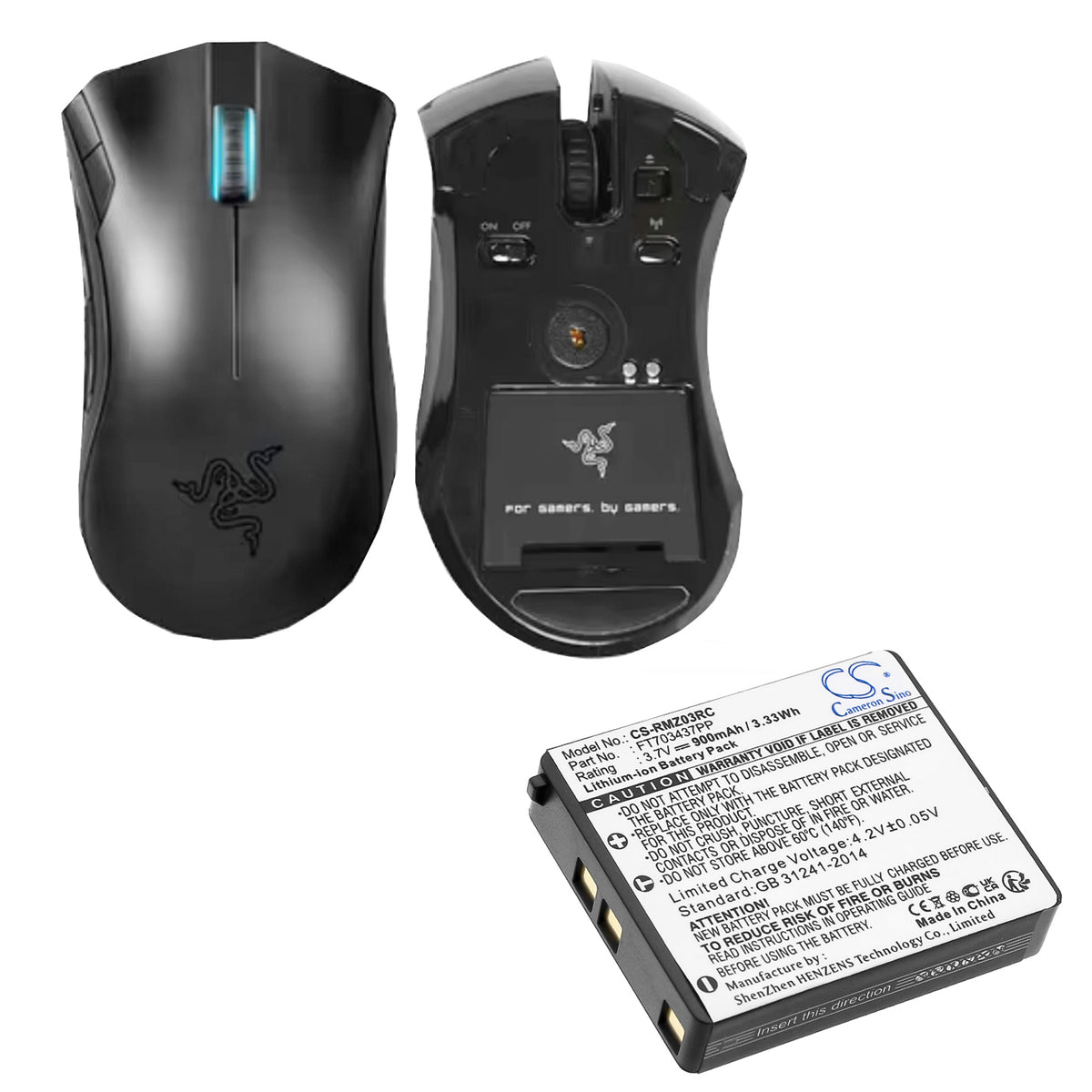 Replacement Battery for Razer RC03-001201 – Keyboard,Mouse – 900mAh / 3.7V