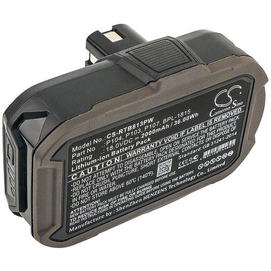 Replacement Battery for Ryobi ZRP813 – Power Tool – 2000mAh / 18V