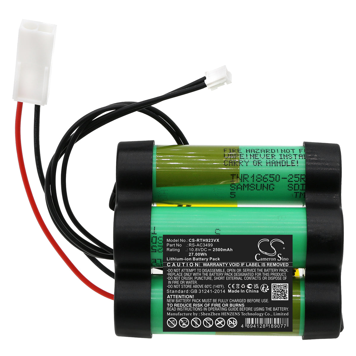 Replacement Battery for Rowenta AC923501 – Vacuum – 2500mAh / 10.8V