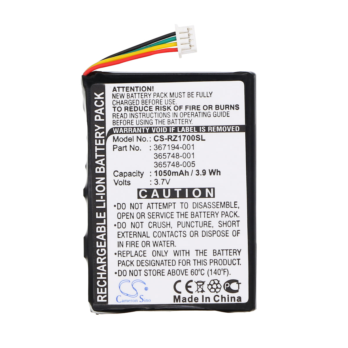 Replacement Battery for HP iPAQ RZ1700 – PDA, Pocket PC – 1050mAh / 3.7V