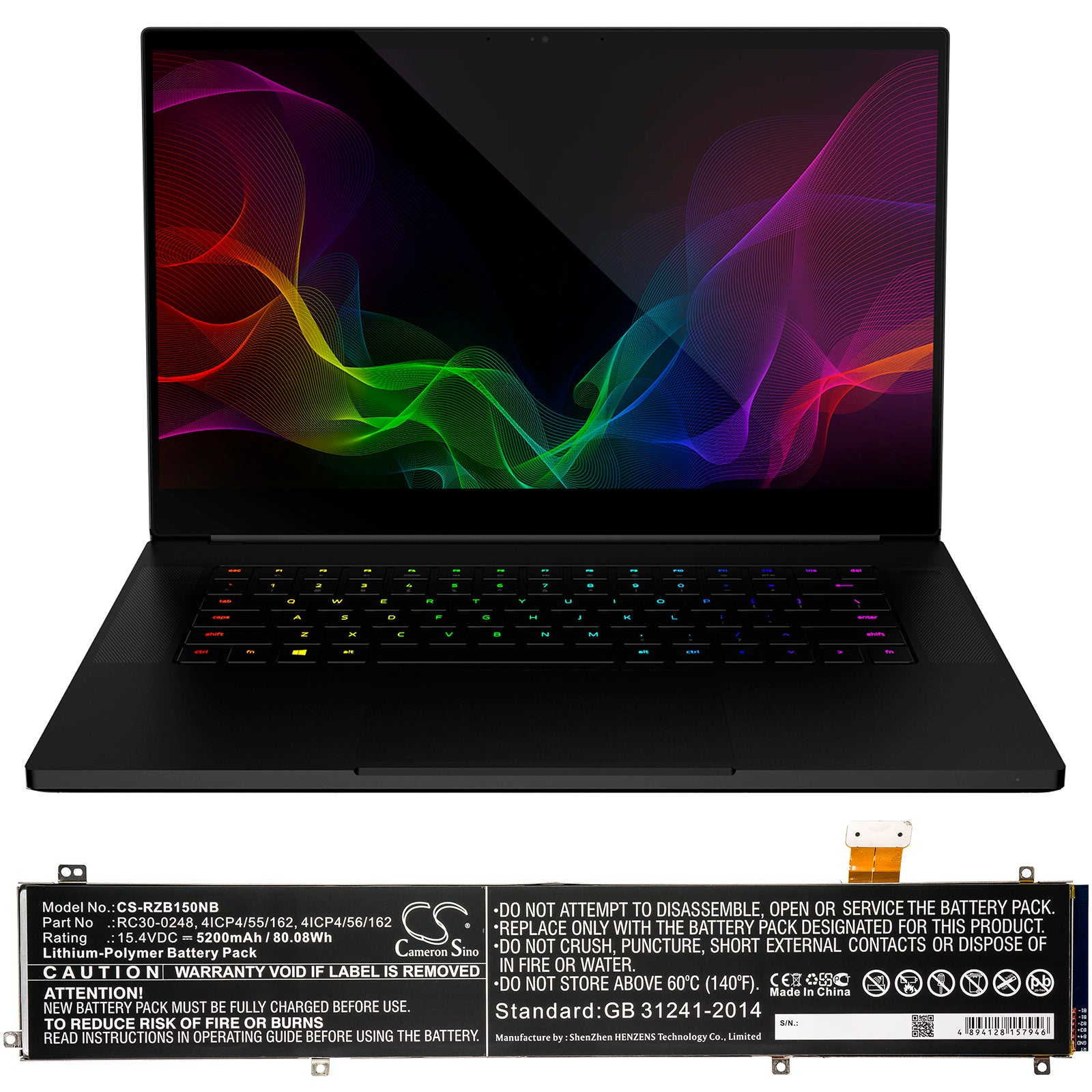 Replacement Battery for Razer Blade 15 2018 512GB 144Hz – Notebook, Laptop – 5200mAh / 15.4V - image 5