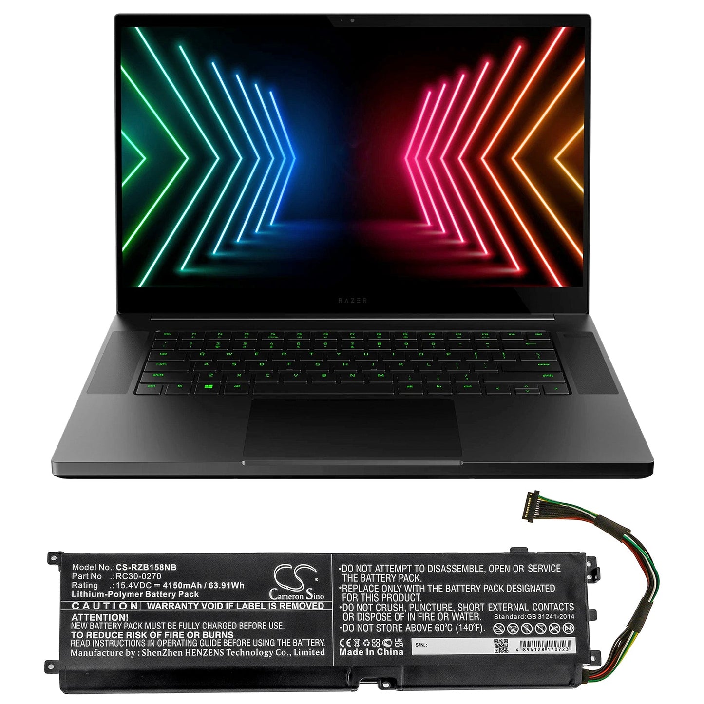 Replacement Battery for Razer  Blade 15 Base – Notebook, Laptop – 4150mAh / 63.91Wh / 15.4V