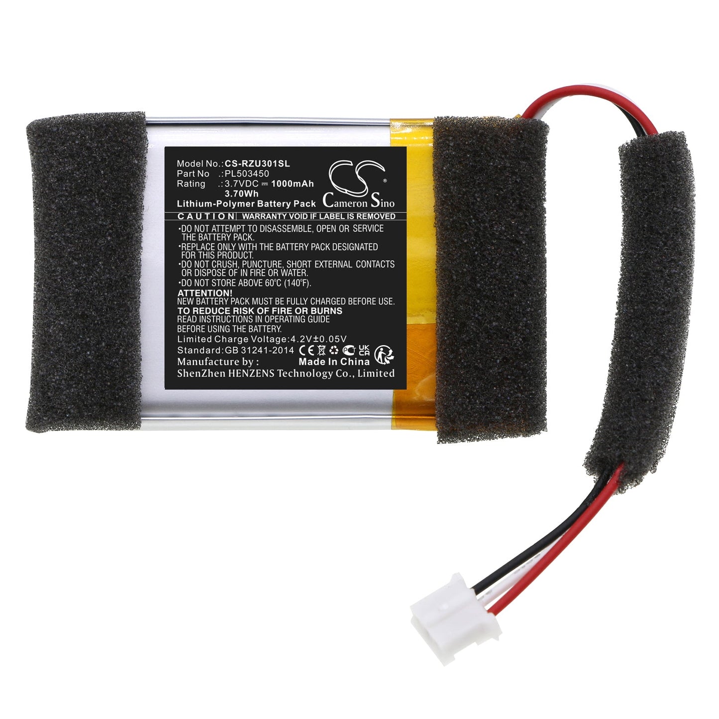 Replacement Battery for Razer  Nari Ultimate – Wireless Headset – 1000mAh / 3.70Wh / 3.7V