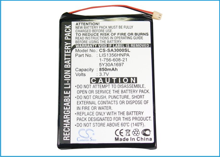 Replacement Battery for Sony NW-A3000V – Media Player – 850mAh / 3.7V