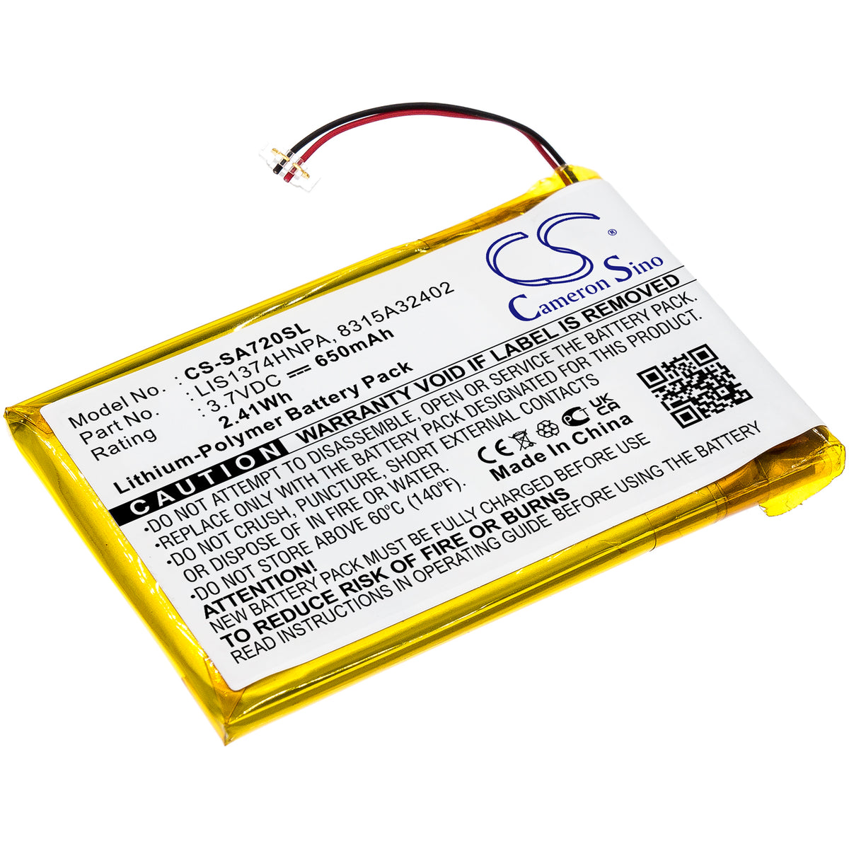 Replacement Battery for Sony NWZ-A720 – Media Player – 650mAh / 3.7V